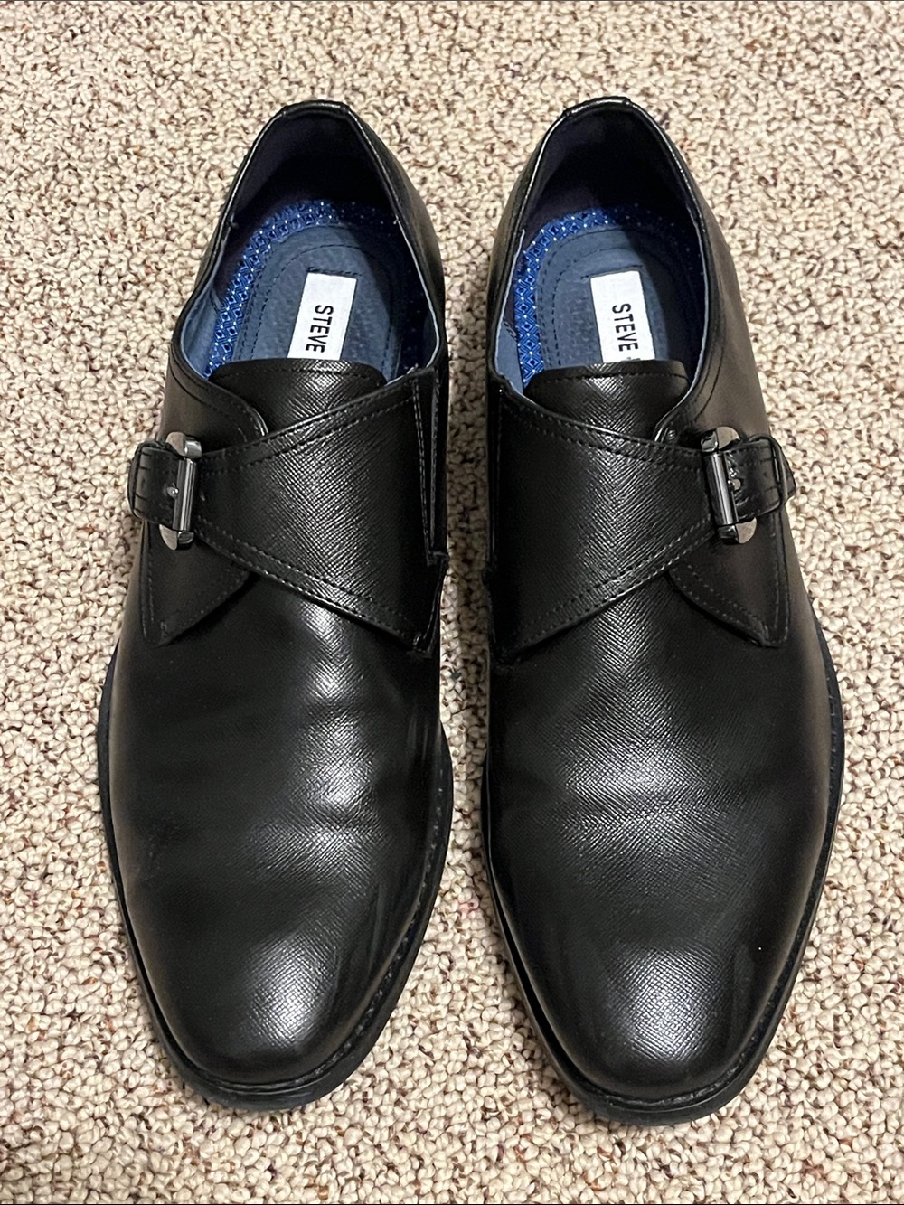 Steve Madden Black Leather Monk-Strap Dress Shoes